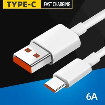 66W 6A Fast Charging USB Type C Cable Mobile Phone Charger